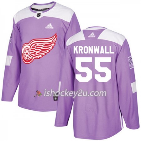 Mænd NHL Detroit Red Wings Trøje Niklas Kronwall 55 Adidas 2017-2018 Lilla Fights Cancer Practice Authentic